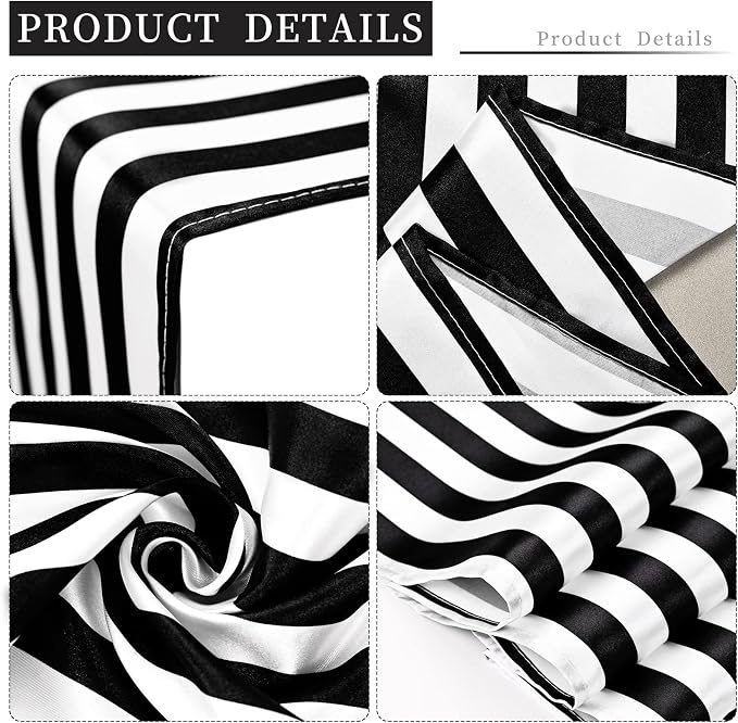 10 Pack Striped Table Runner Polyester Table Decor Classic Black and White - Image 4