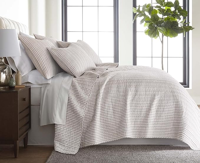 Levtex Home Tobago Stripe Taupe Reversible Twin XL/Twin Quilt Set by LevtexHome