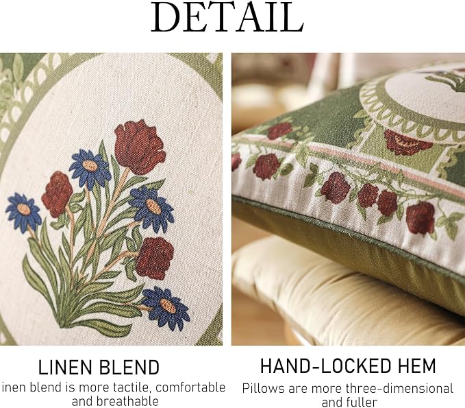 ISAENNE Design Linen Square Throw Pillow Covers 18"x18" Pack of 2, Living Room - Image 5