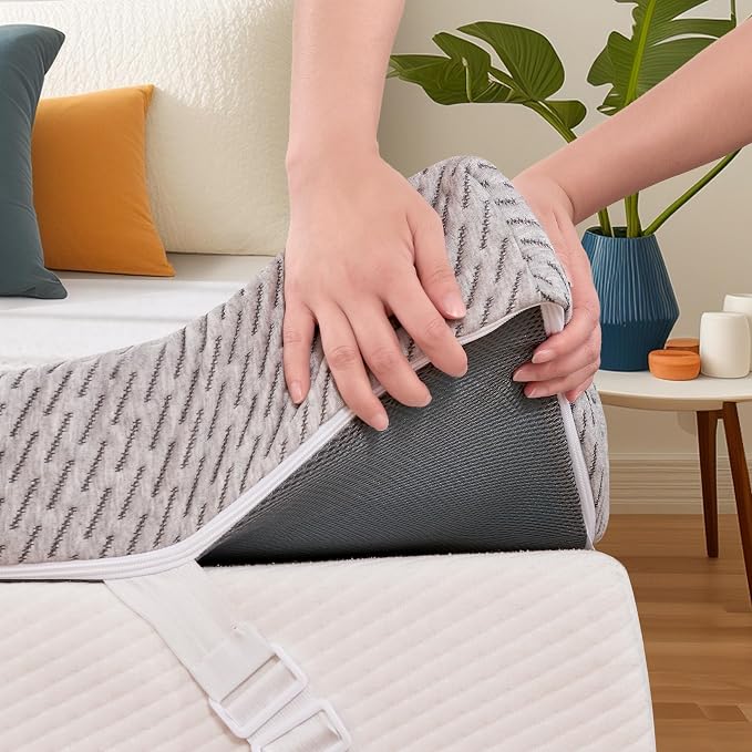Subrtex Cover for Mattress Topper King Size 2 Inch Mattress Topper Protector - Image 7