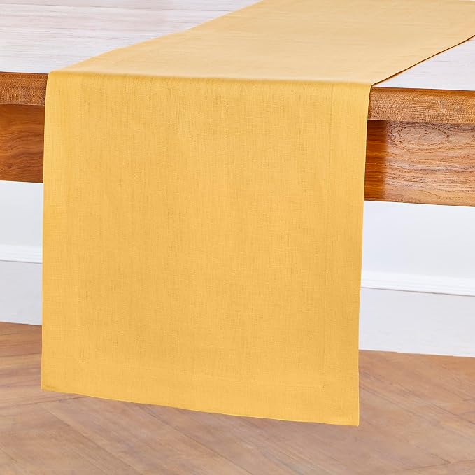 Solino Home Linen Mustard Yellow Table Runner 144 Inches Long - Image 2