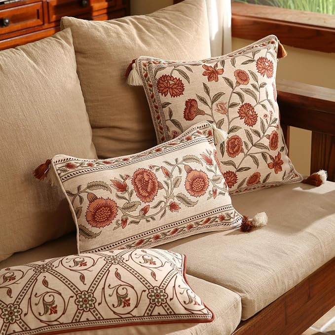 ISAENNE Design Linen Rectangle Vintage Throw Pillow Covers 12"x20" Pack of 2 - Image 7