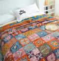 Cotton Throw Boho Blanket for Couch Bed, Cotton Quilted Boho 80''x90'' Muslin by MSGKVHomeTextiles