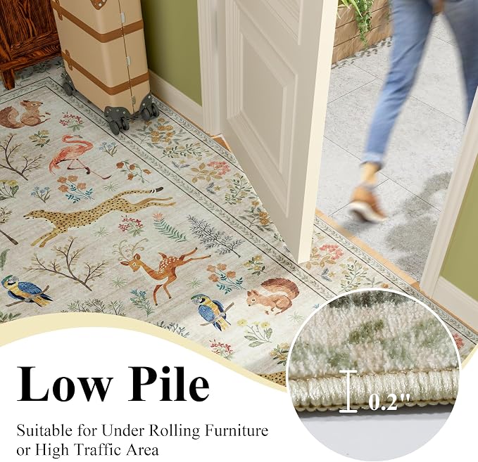 DUKINO 3x5 Rug, Washable Animal Area Rug - Image 7