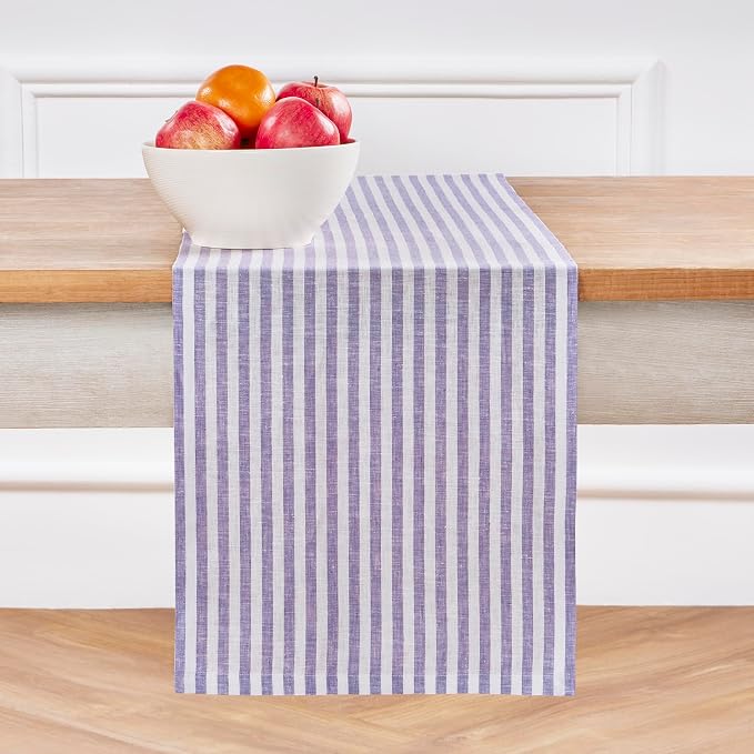 Solino Home Striped Linen Table Runner 90 Inches Long by SolinoHome