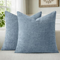 a moment Blue Chenille Throw Pillow Covers 20x20 Inch Pack of 2 Modern by amoment