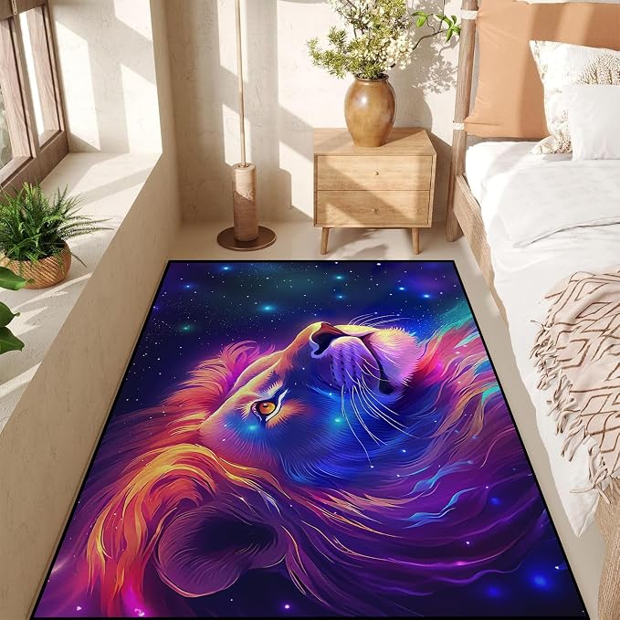 Galaxy Lion Rug Large 3D Fierce Lions Area Rugs - Image 4