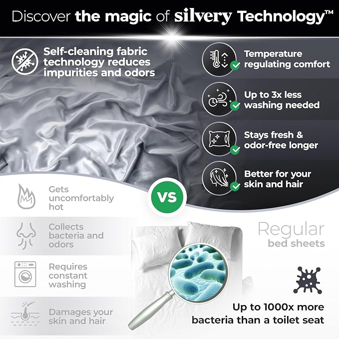 Silvery Silver Infused Bed Sheets Set - Image 2