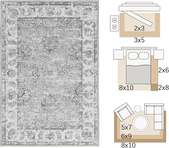jinchan Fiora Floral 3x5 Area Rugs - Image 2