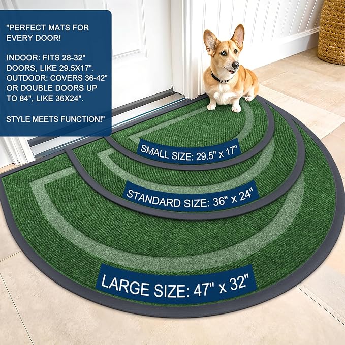 OLANLY Half Circle Door Mat Indoor Outdoor Entrance Welcome, Waterproof - Image 3