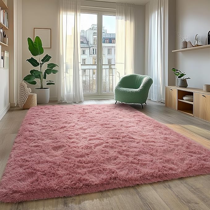 Soft Shaggy for Bedrooms, Fluffy Rugs for Living Room, Blush Area Rug, Cozy - Image 4