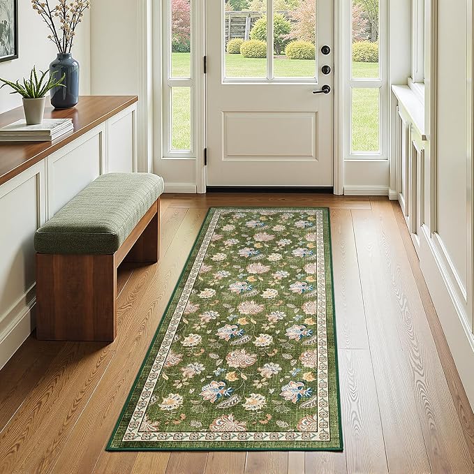 jinchan Elora 2x5 Floral Runner Rug by JINCHAN