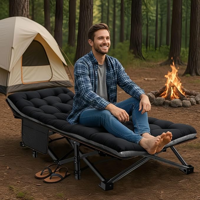 ABORON Camping Cot for Adult 28" Extra Wide, 2PK Heavy-Duty 1200D Oxford Cot - Image 7