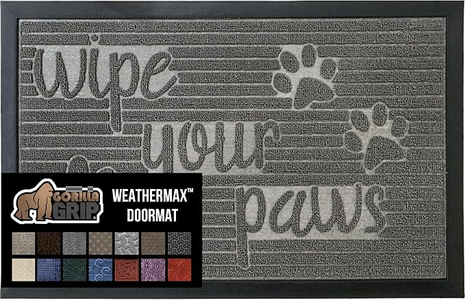GORILLA GRIP 100% Waterproof All-Season WeatherMax Doormat 35x23, US Designed by GorillaGrip