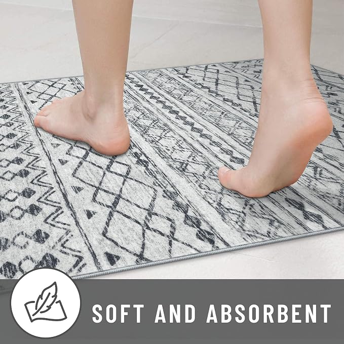 KUTA Boho Runners for Hallways 2x8 Grey Moroccan Washable Runner Rug Non-Slip - Image 7