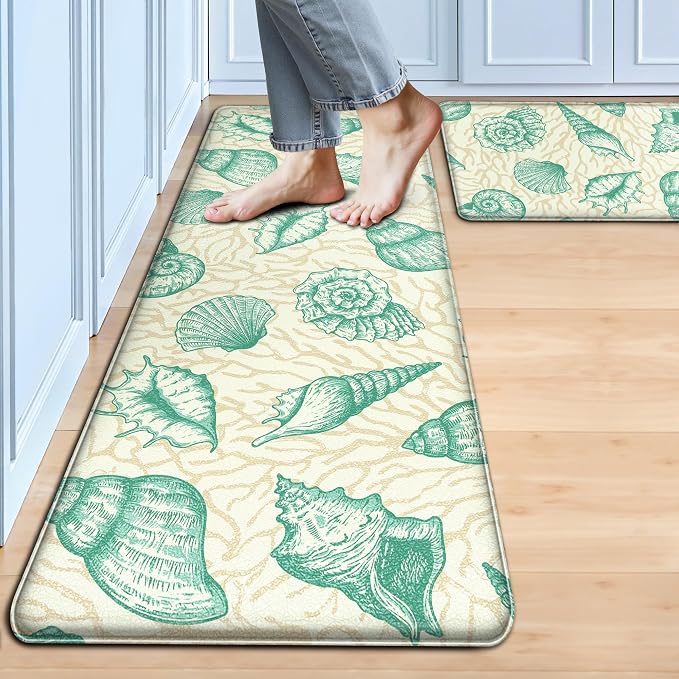 Kitchen Mats for Floor Cushioned Anti Fatigue Sets of 2 Beach Theme Kitchen by Tritard