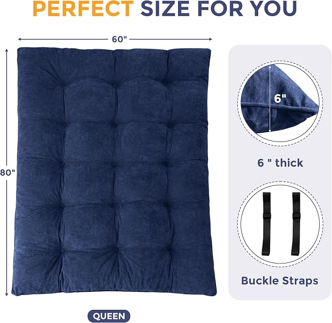 MAXYOYO Japanese Floor Mattress Queen Size, Thick Chenille Tatami Mat Sleeping - Image 2