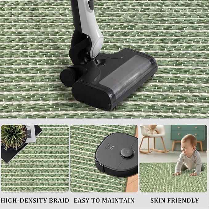 Sage Green Runners for Kitchen 24"x60" Non Slip Braided Long Bathroom Runner - Image 6