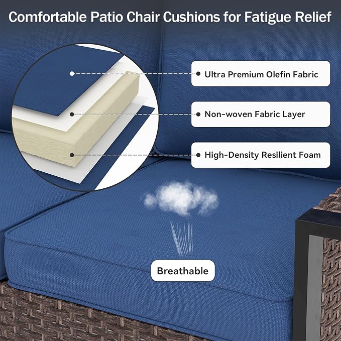 Outdoor Chair Cushions 23" x 24" x 4", Patio Deep Seat Replacement Cushions Set - Image 3