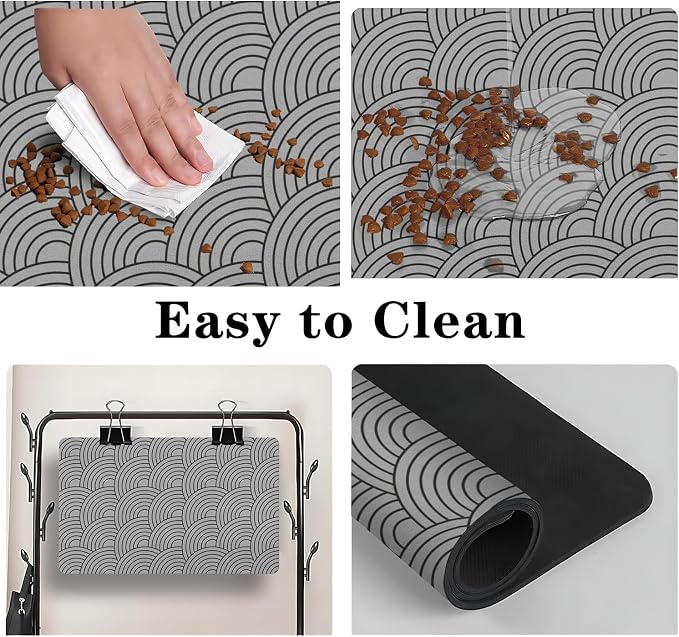 Dog Food Mat for Floors, Absorbent and Quick-Drying Pet Cat Food Mat, - Image 3