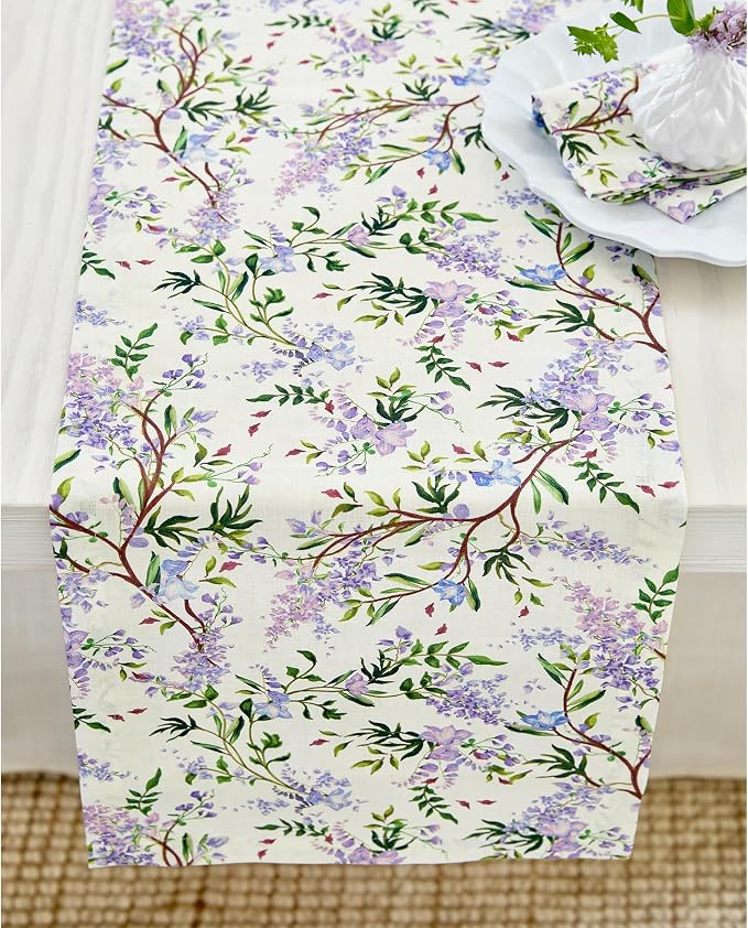 Solino Home Lilacs Floral Print Table Runner 72 Inches Long by SolinoHome