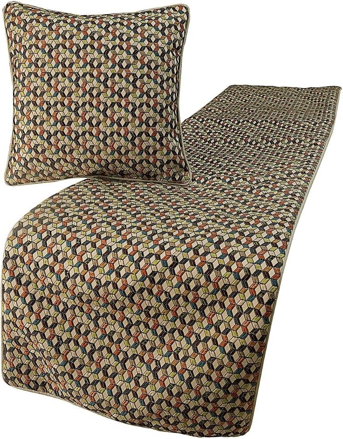 The HomeCentric King Queen Twin Beige & Multicolor Decorative Queen 74"x18" Bed by TheHomeCentric