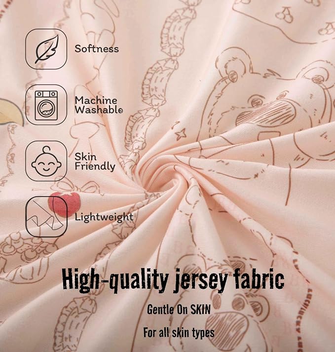 SDY Jersey Bassinet Sheets for Baby Girls, 32 "x 16 "x 4", Super Soft Breathable - Image 4