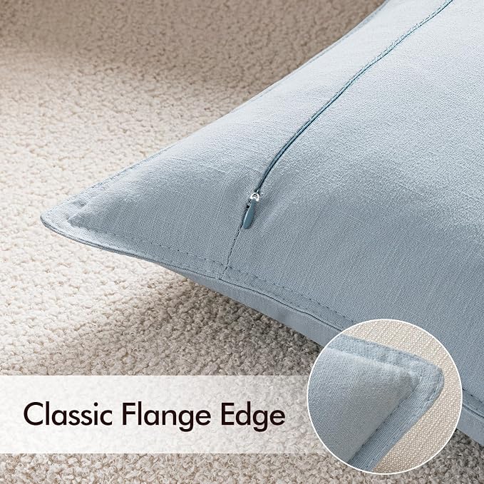 EMEMA Throw Pillow Covers Decorative Linen Pillow Covers 20x20 Inch Light Blue - Image 5