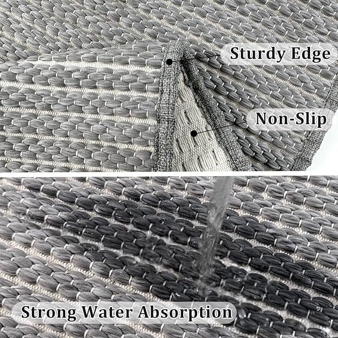 Braided Bath Mat, Boho Small Bathroom Rugs Non Slip Washable Super Absorbent - Image 5