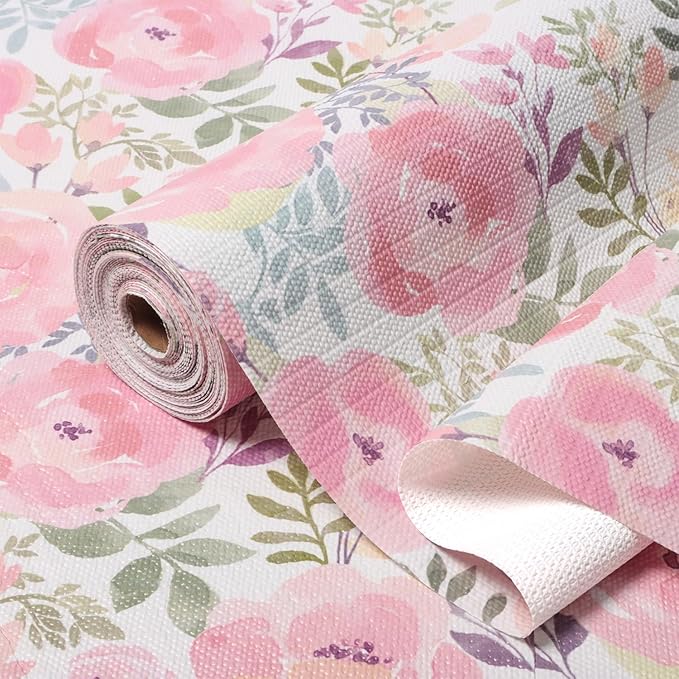 Peach Peony Shelf and Drawer Liner by Amiitay