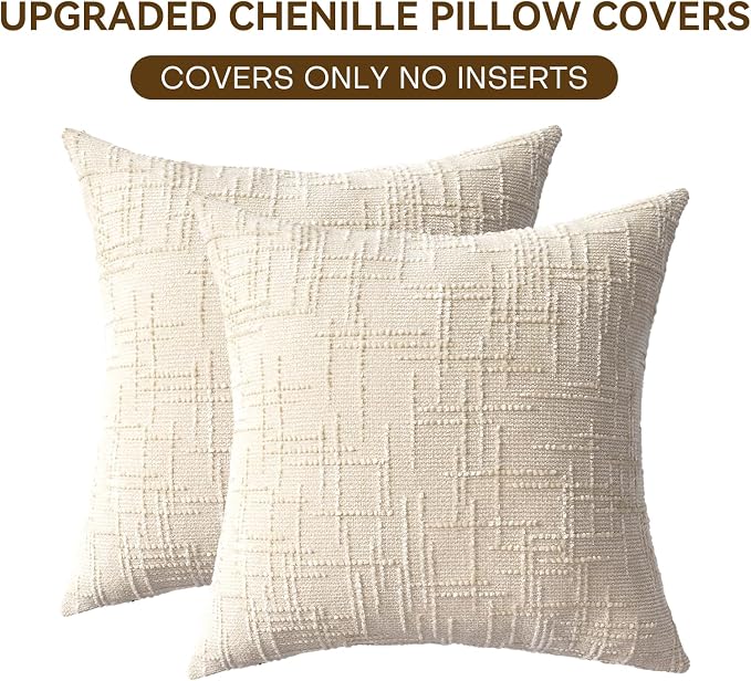 Decorative Throw Pillow Covers 18x18 Inch Set of 2, Thick Solid Farmhouse - Image 4