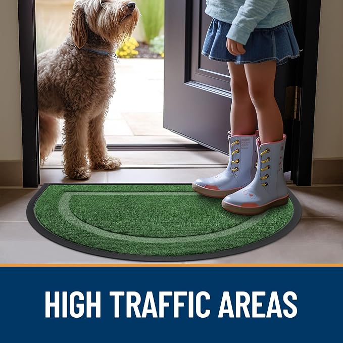 OLANLY Half Circle Door Mat Indoor Outdoor Entrance Welcome, Waterproof - Image 8