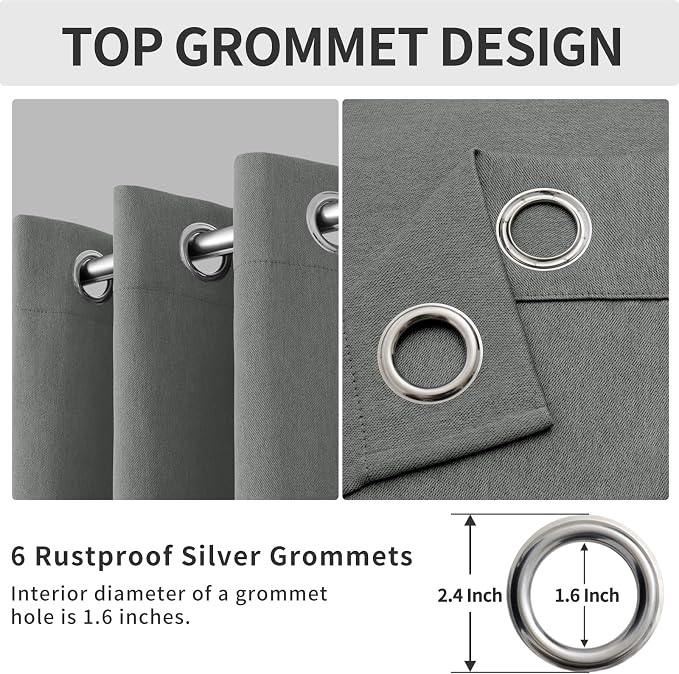 Easy-Going Linen Look Blackout Curtain Grommet Window Curtain Drapes - Image 6