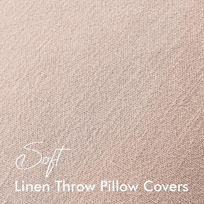 EMEMA Throw Pillow Covers Decorative Linen Pillow Covers 18x18 Inch Pink Boho - Image 2