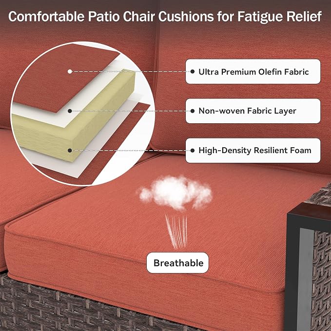 Outdoor Chair Cushions 23" x 24" x 4", Patio Deep Seat Replacement Cushions Set - Image 2