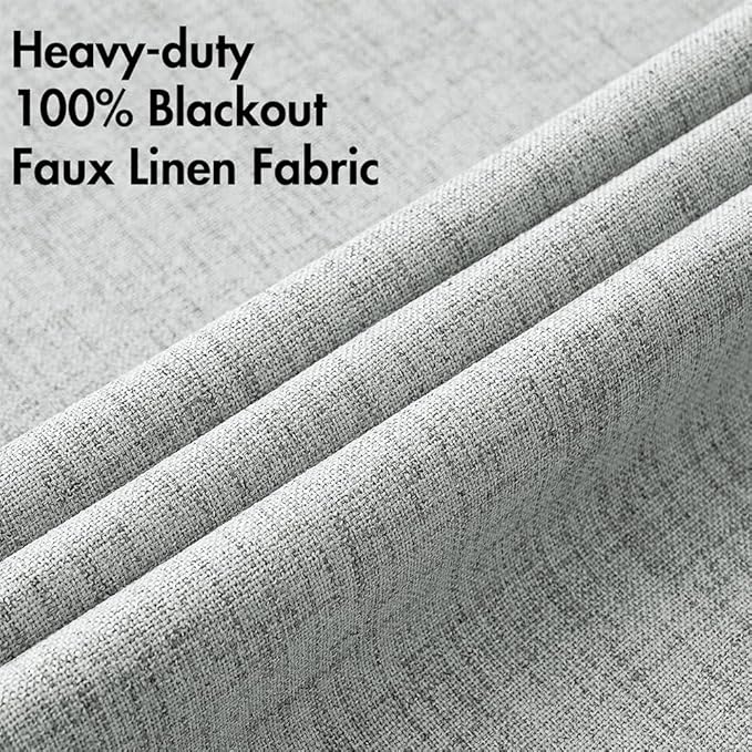 MIULEE Linen Curtains for Bedroom 100% Blackout Thermal Insulated Glacier Gray - Image 5