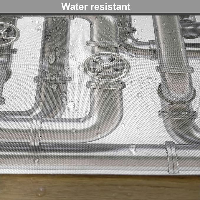 Ambesonne Industrial Place Mats Set of 4, Maze of Pipelines Faucets and Valve - Image 6