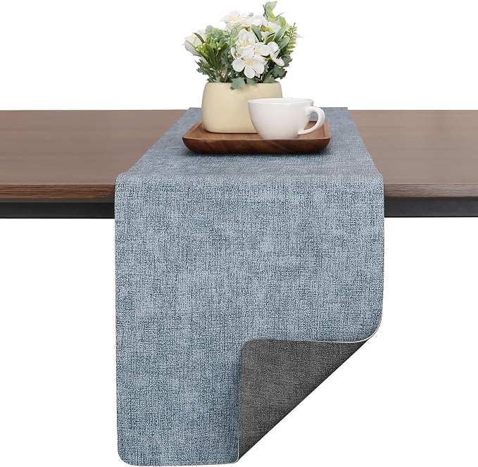 Table Runners 55 Inches Long, Dual-Sided Faux Leather Farmhouse Table Runner by Chitomars