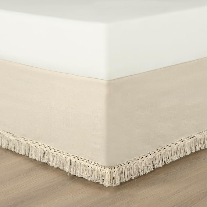 Lush Decor Boho Fringe 15-Inch Tailored Drop Easy Fit Bedskirt - Image 2
