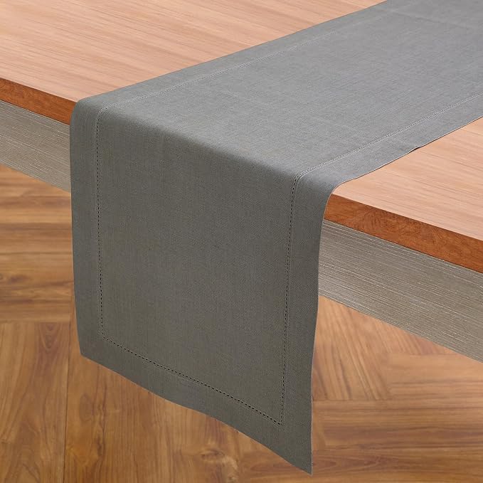 Solino Home Linen Steel Gray Table Runner 108 Inches Long - Image 2