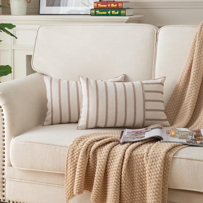 Caflife Boho Throw Pillow Covers 12x20 Set of 2 Soft Farmhouse Decorative Couch - Image 3
