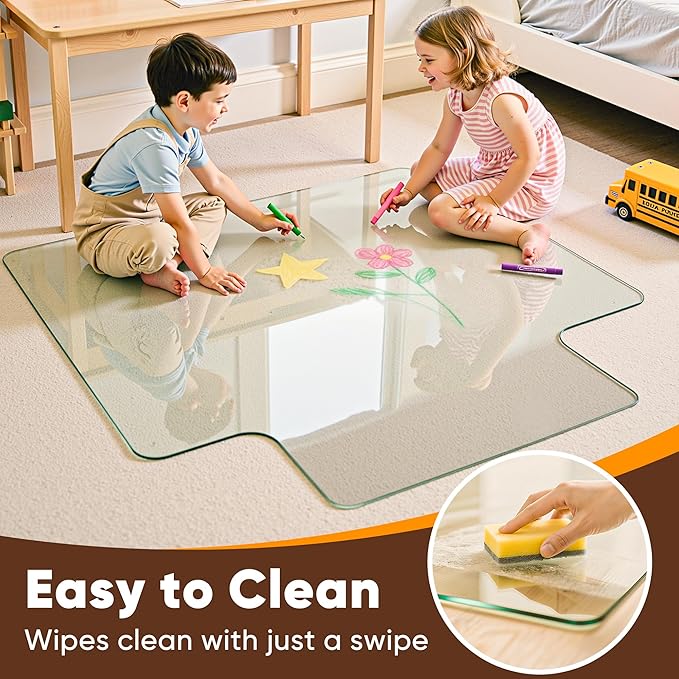 Antok Irregular Tempered Glass Chair Mat, Heavy Duty 0.2" Desk Chair Mat - Image 4
