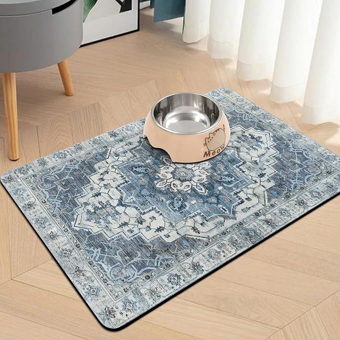 Pet Food Mats for Floor, Absorbent Dog Mat for Food and Water Dispenser Mat - Image 2