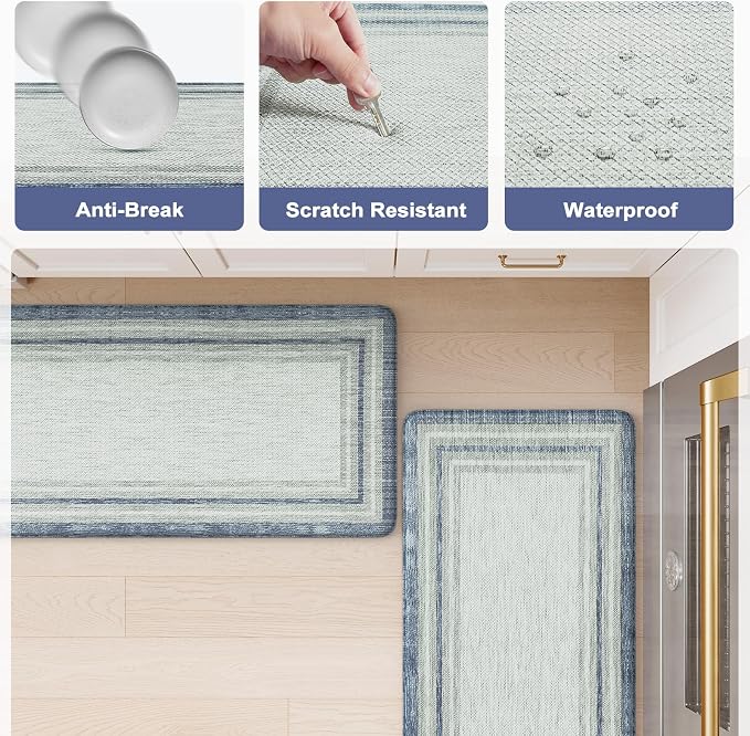 KIMODE Anti Fatigue Kitchen Mat 2PCS, Non-Skid Waterproof Kitchen Rugs - Image 7