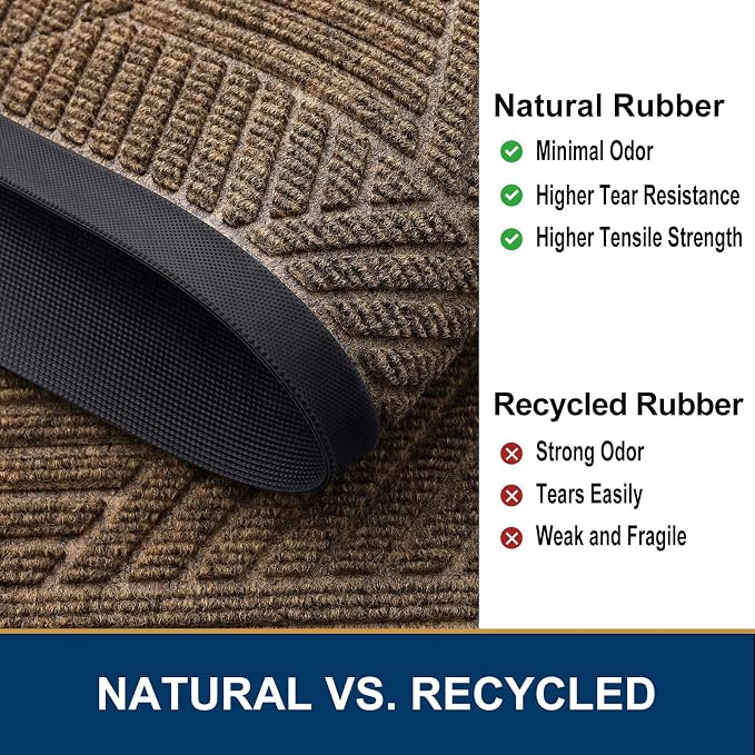 Smiry Front Door Mat Outside Entrance, Heavy Duty Sturdy Natural Rubber Doormat - Image 5