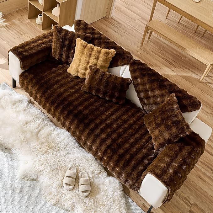 Faux Fur Decorative Throw Pillow Cover Plush Thick Bubble Pillow Covers Luxury - Image 2