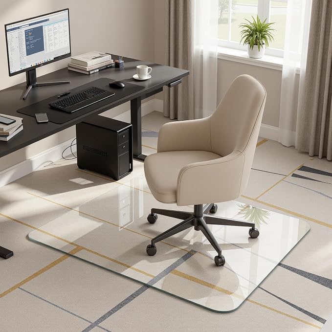 Antok Tempered Glass Chair Mat, Heavy Duty 0.2" Desk Chair Mat by AntokMirror
