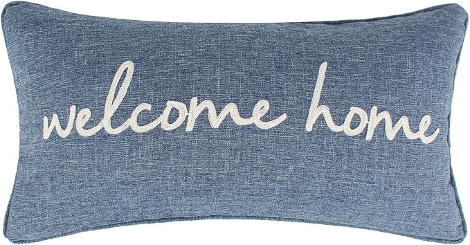 Levtex Home - Tobago - Decorative Pillow - Welcome Home - Blue and White by LevtexHome