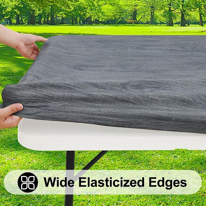 Smiry Rectangle Picnic Tablecloth, Wipeable Flannel Backed Vinyl Tablecloths - Image 2