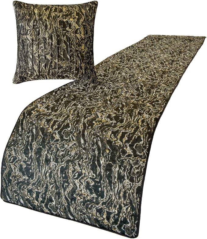 The HomeCentric King/Queen/Twin Black Decorative Bed Runner Twin 53"x18" Bed - Image 4
